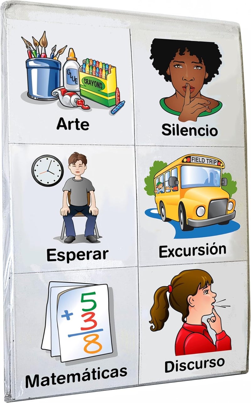 SchKIDules Visual Schedules for Kids 87Pc Education Collection for Classroom Supports & Homeschool Organization: 66 School-Themed Picture Magnets +21 Headings for Preschool, Special Ed (Spanish) - Image 1